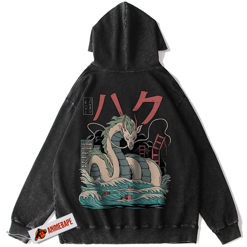 Spirited Away Haku Hoodie, Vintage Anime Hoodie for Fans