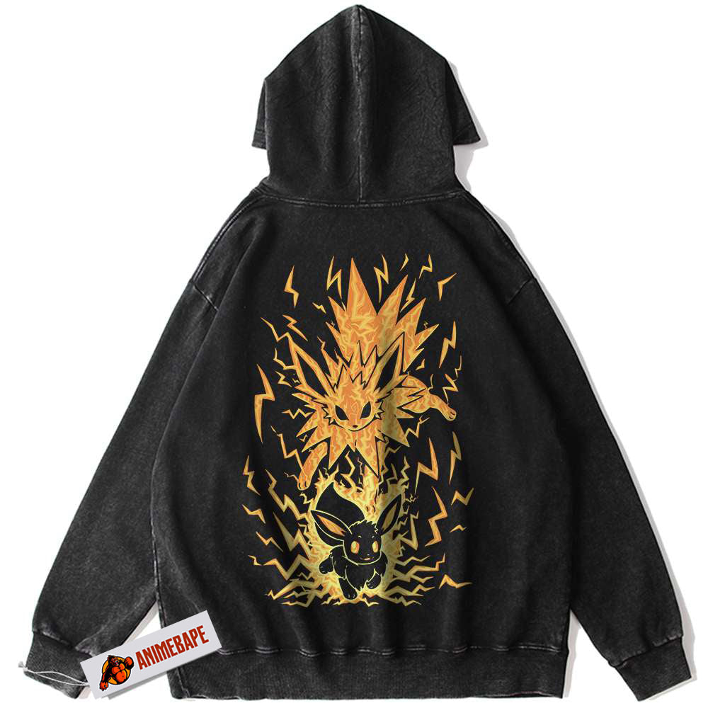 Eevee Jolteon Vintage Anime Hoodie, Pokemon PKM Hoodie for Fans