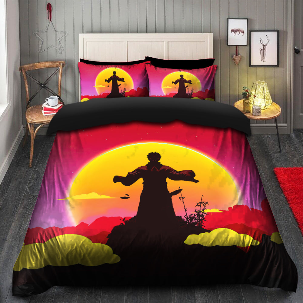 Anime Jujutsu Kaisen Sukuna Sunset Bedding Set with Duvet Cover and 2 Pillowcases