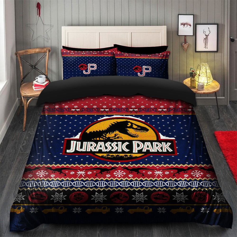 Jurassic Park Bedding Set Duvet Cover with 2 Pillowcases Christmas