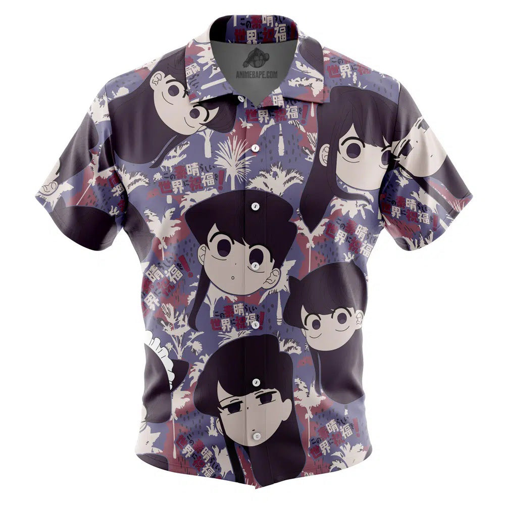 Komi Shouko Reaction Faces Komi Can't Communicate Button Up Hawaiian Shirt
