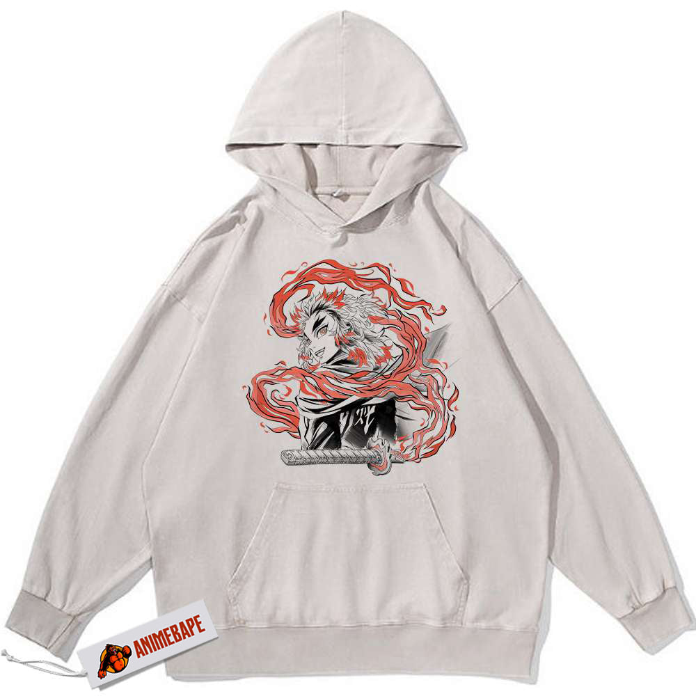 Demon Slayer Kyojuro Rengoku Vintage Hoodie, Anime Apparel