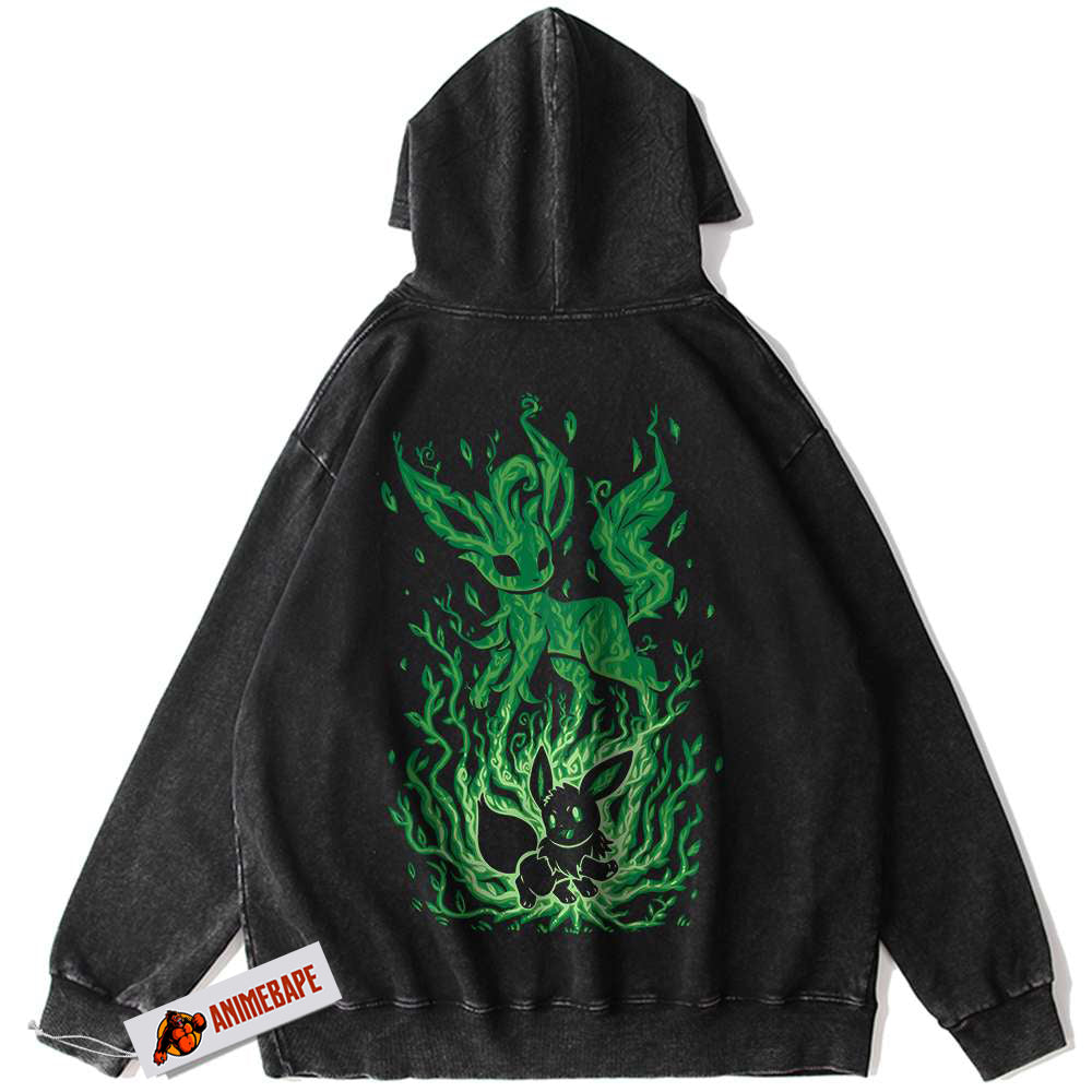 Eevee Leafeon Vintage Pokemon Hoodie, Anime PKM Hoodie