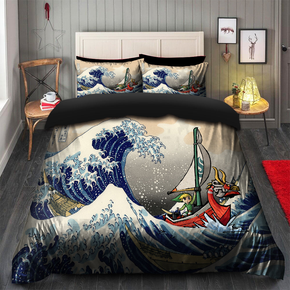 The Legend of Zelda Great Wave Japan Duvet Cover Bedding Set & 2