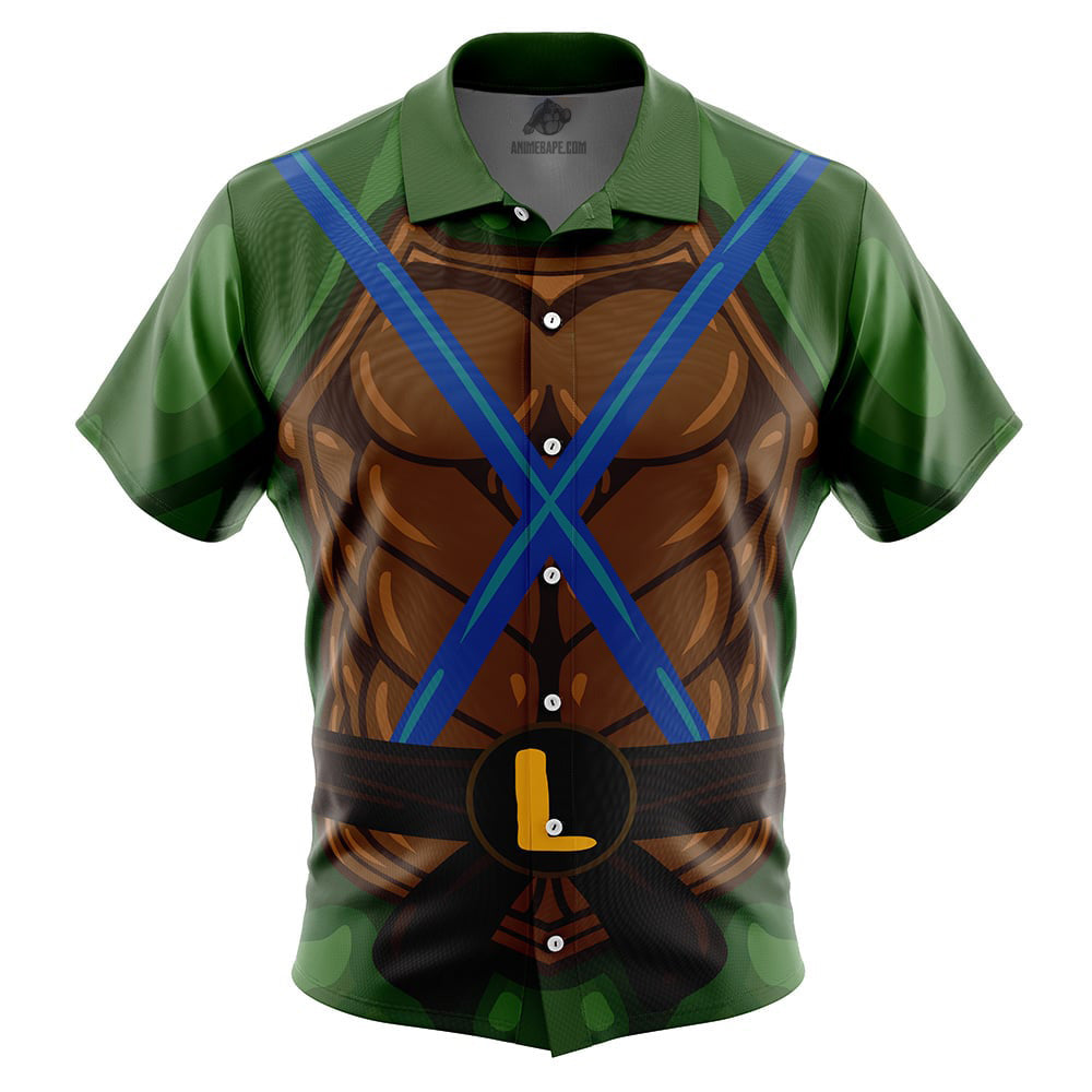 Leonardo Teenage Mutant Ninja Turtles Button Up Hawaiian Shirt