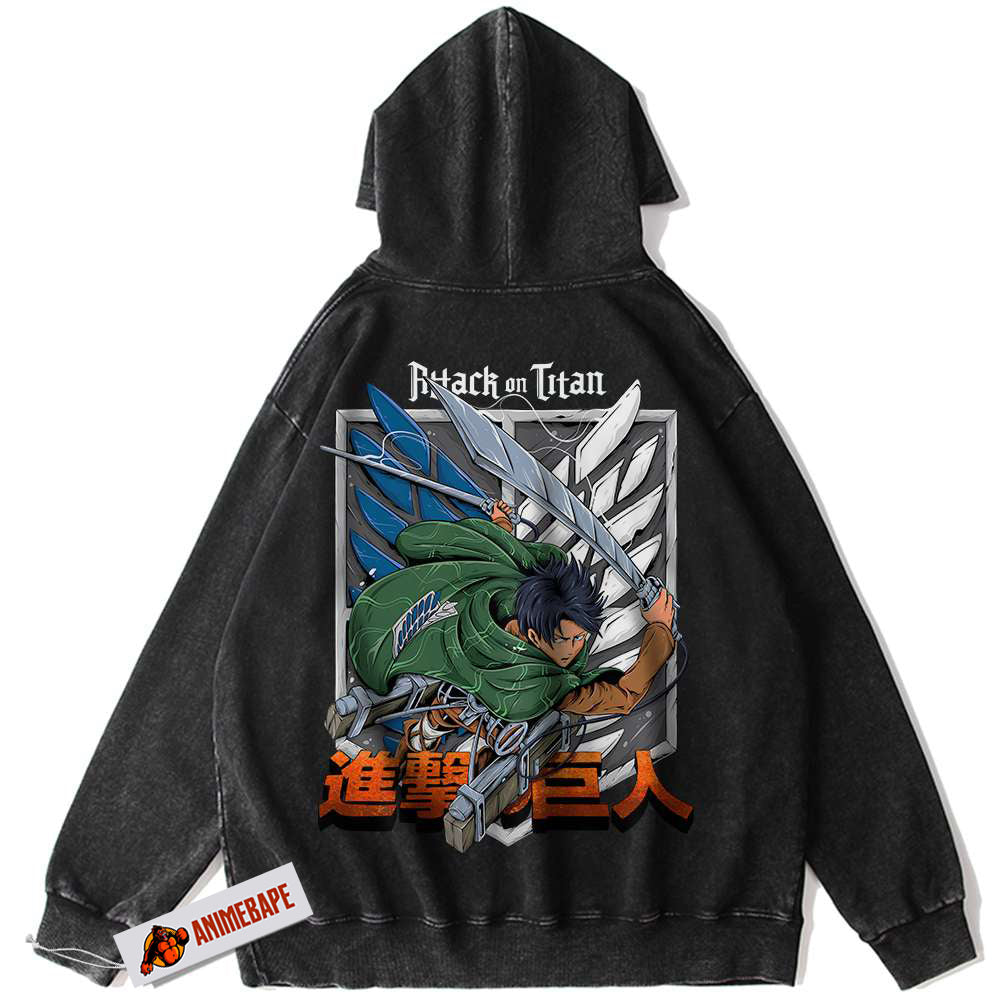Levi Ackerman Vintage Hoodie, Attack On Titan AOT Anime Hoodie
