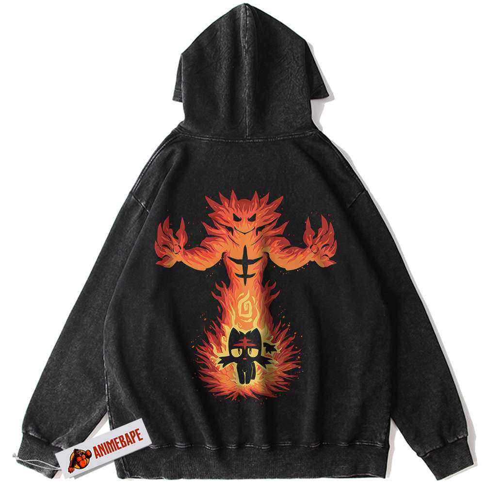 Litten Incineroar Pokemon Anime Vintage Hoodie for Men and Women