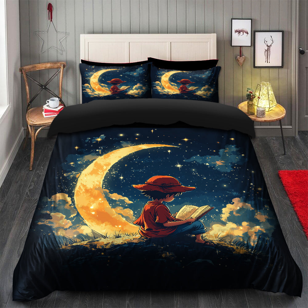 Luffy Crescent Moon Bedding Set with Duvet Cover and 2 Pillowcases