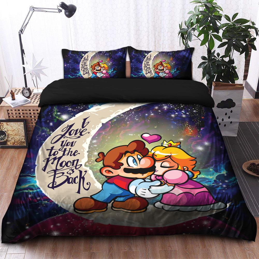 Mario Love You To The Moon Galaxy Bedding Set Duvet Cover & 2
