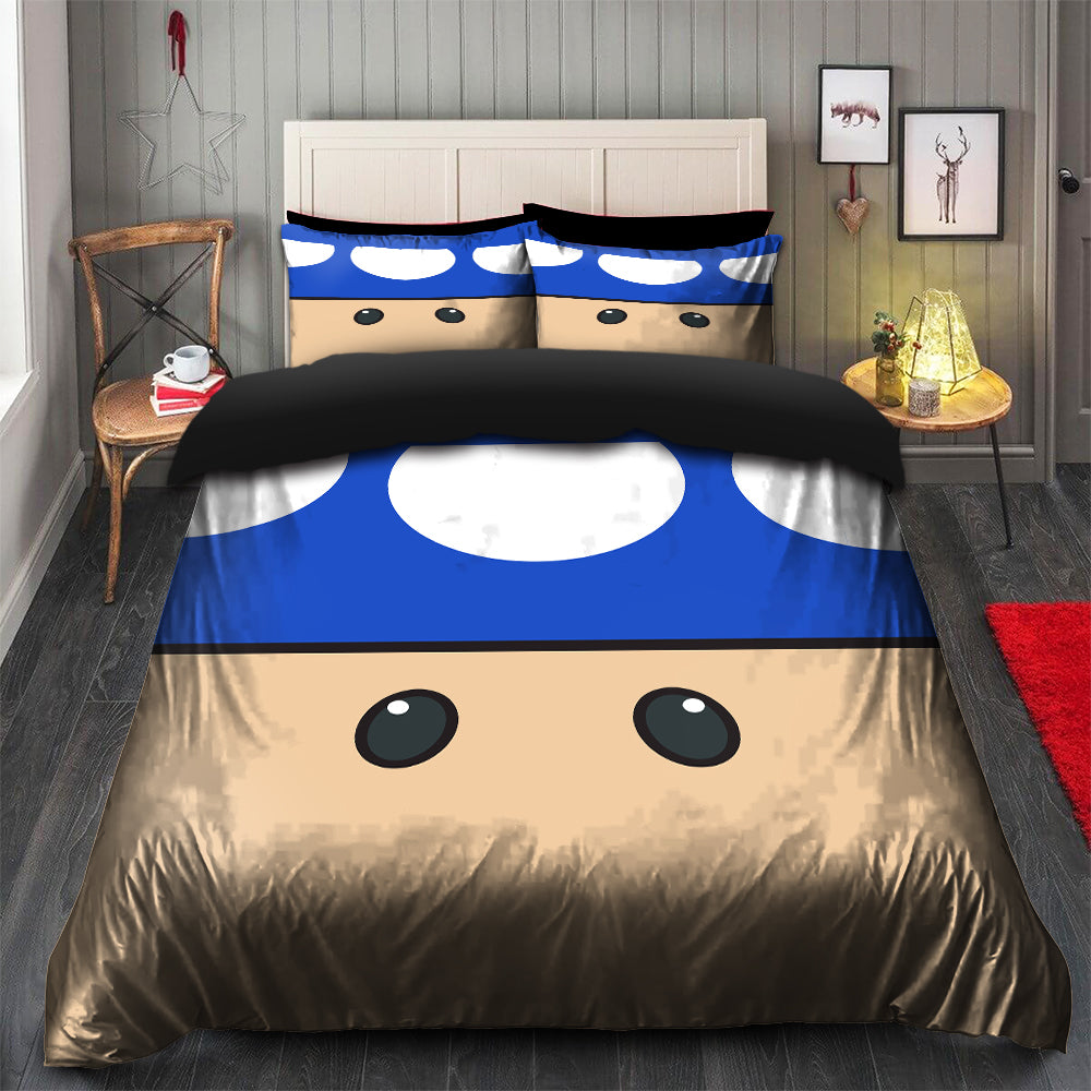 Mario Mushroom Duvet Cover Bedding Set with 2 Pillowcases