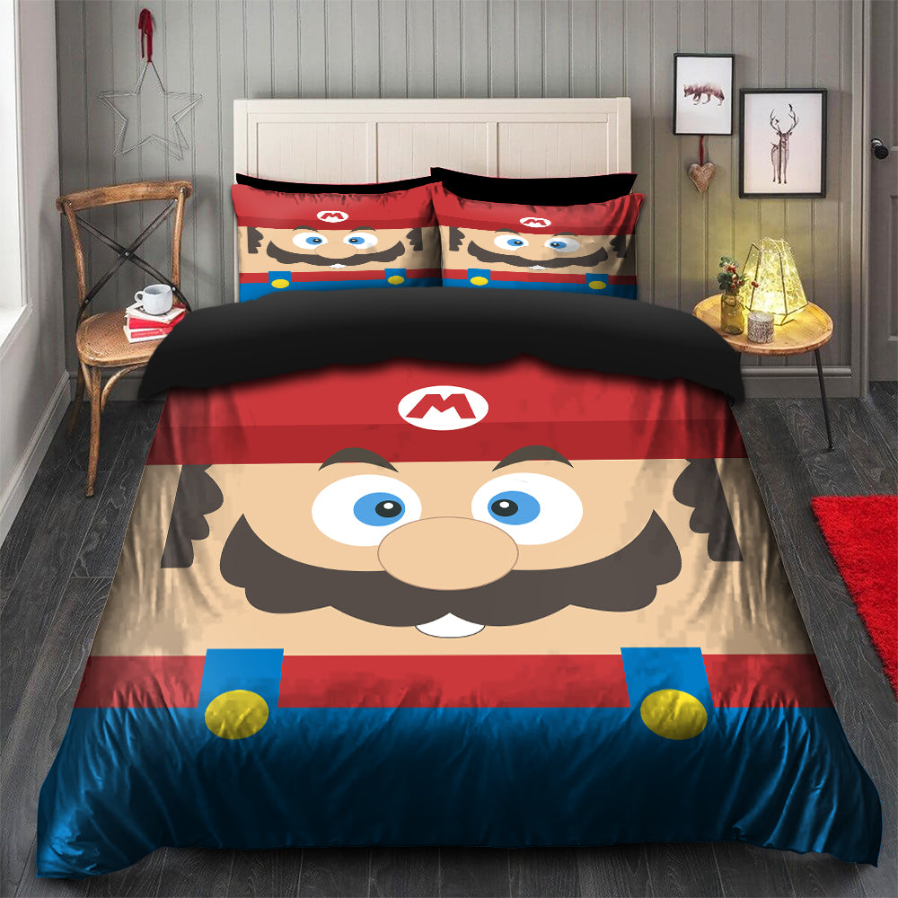 Mario Red Duvet Cover Bedding Set with 2 Pillowcases