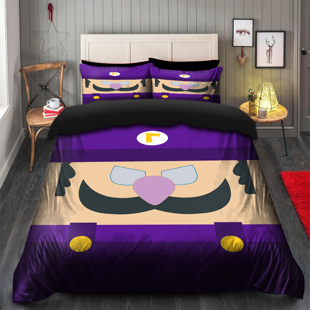 Waluigi Purple Bedding Set with Duvet Cover and 2 Pillowcases