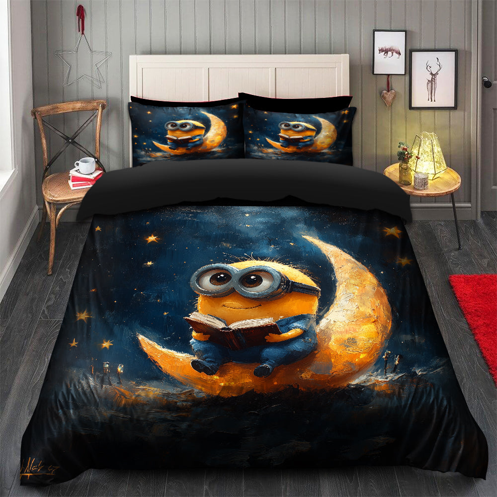 Minions Moon Duvet Cover Bedding Set with 2 Pillowcases