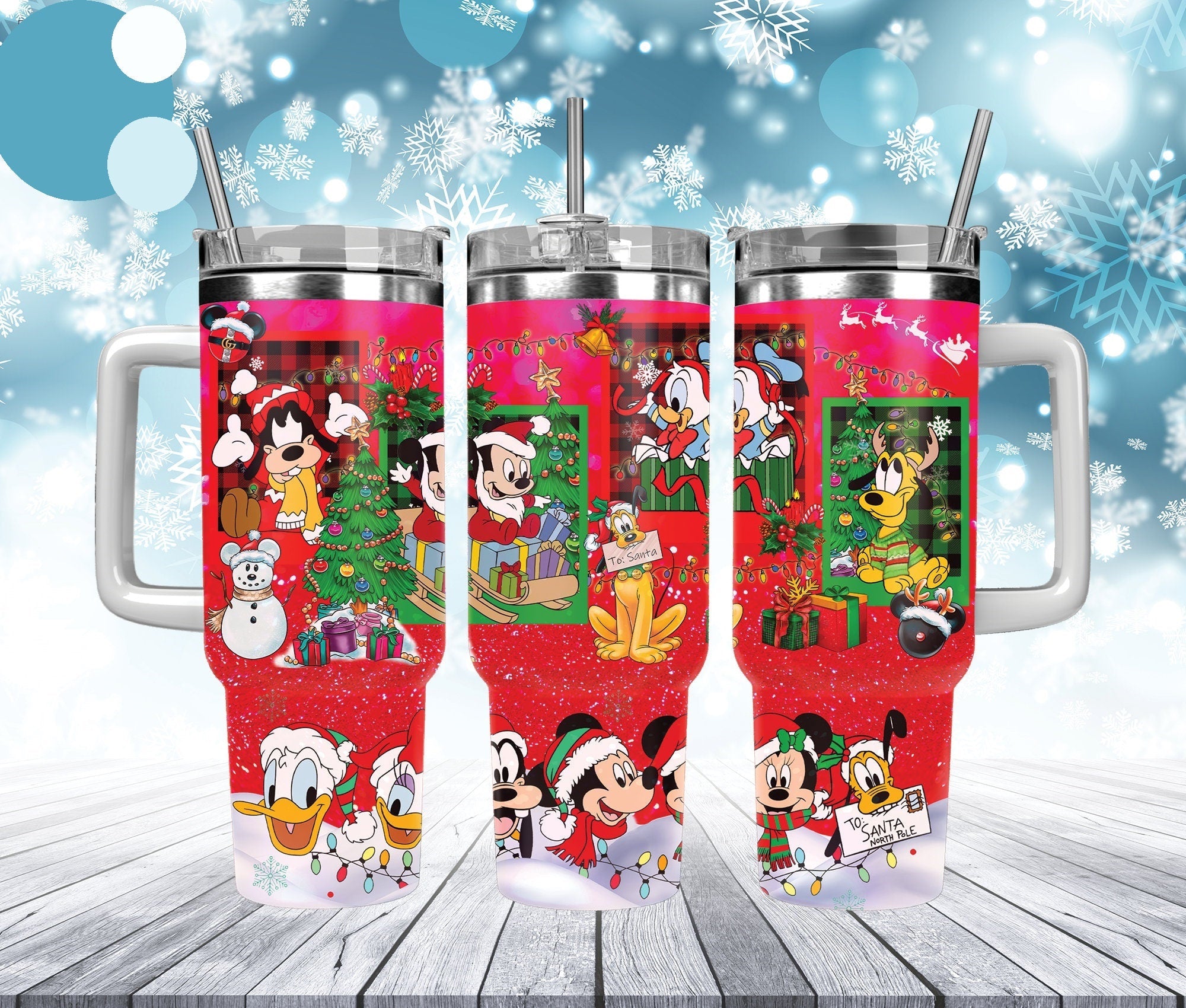 Mickey Mouse Disney And Friends Christmas Eve Large Tumbler