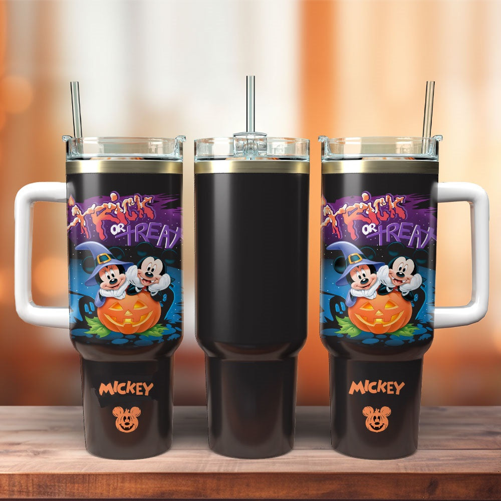 Mickey Mouse Disney And minnie Halloween Trick Or Treat Large Tumbler