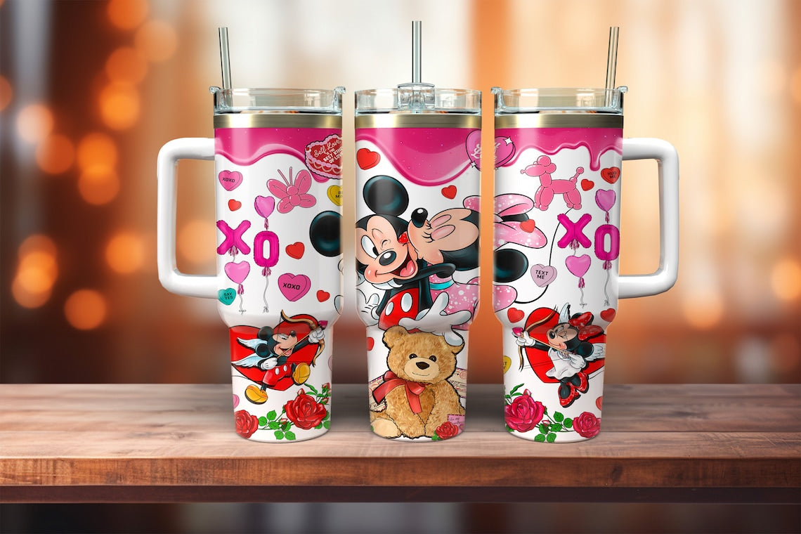 Mickey Mouse Disney Minnie Couple Kissing Large Tumbler