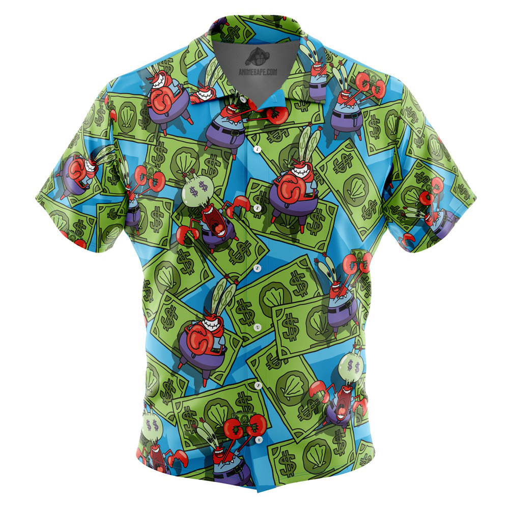 Mr. Krabs Money SpongeBob SquarePants Button Up Hawaiian Shirt