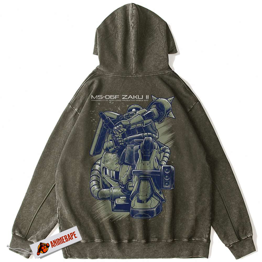 Gundam MS-06 Zaku II Vintage Anime Hoodie for Fans and Collectors