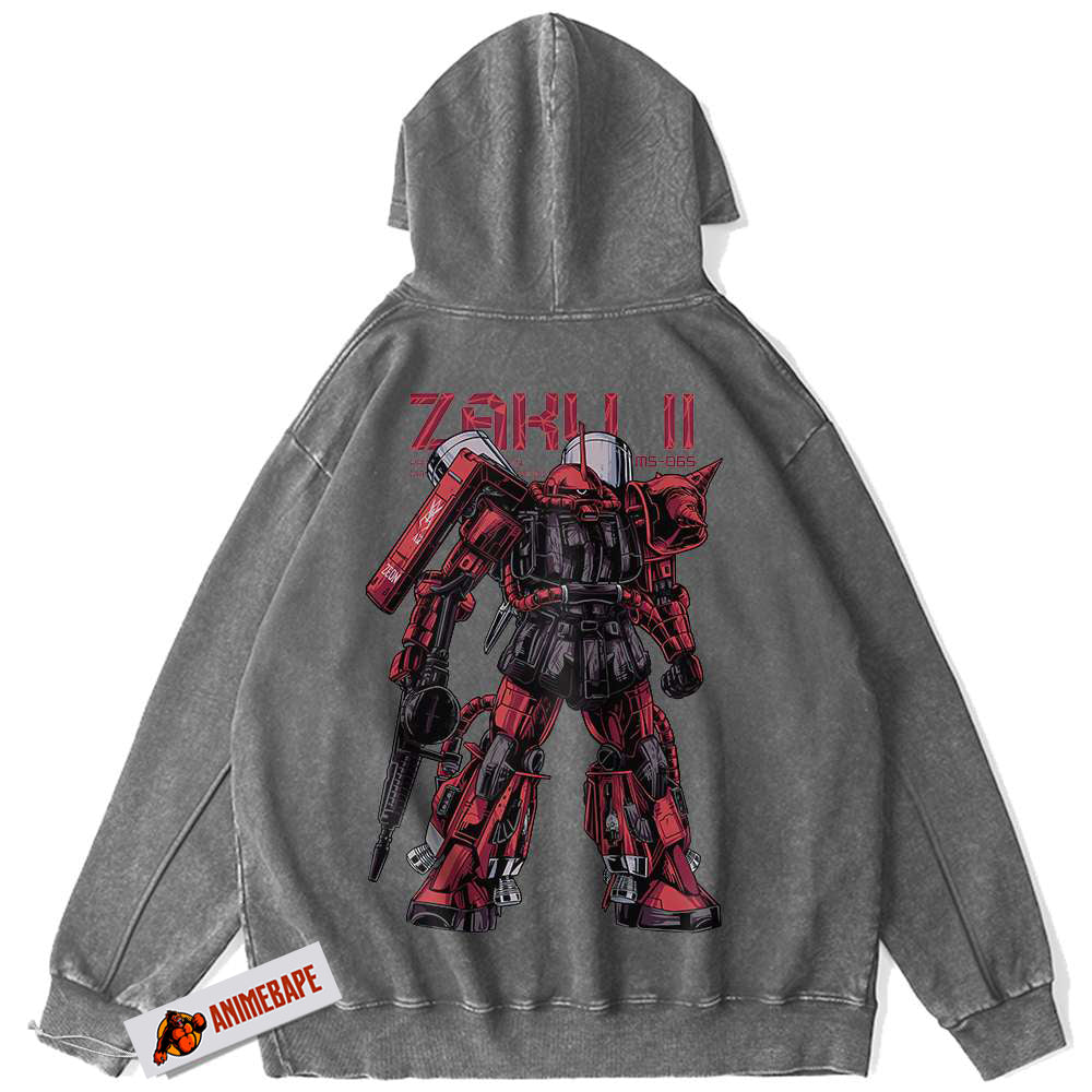 Zaku II Anime Hoodie, MS-06S Gundam Vintage Hoodie for Fans