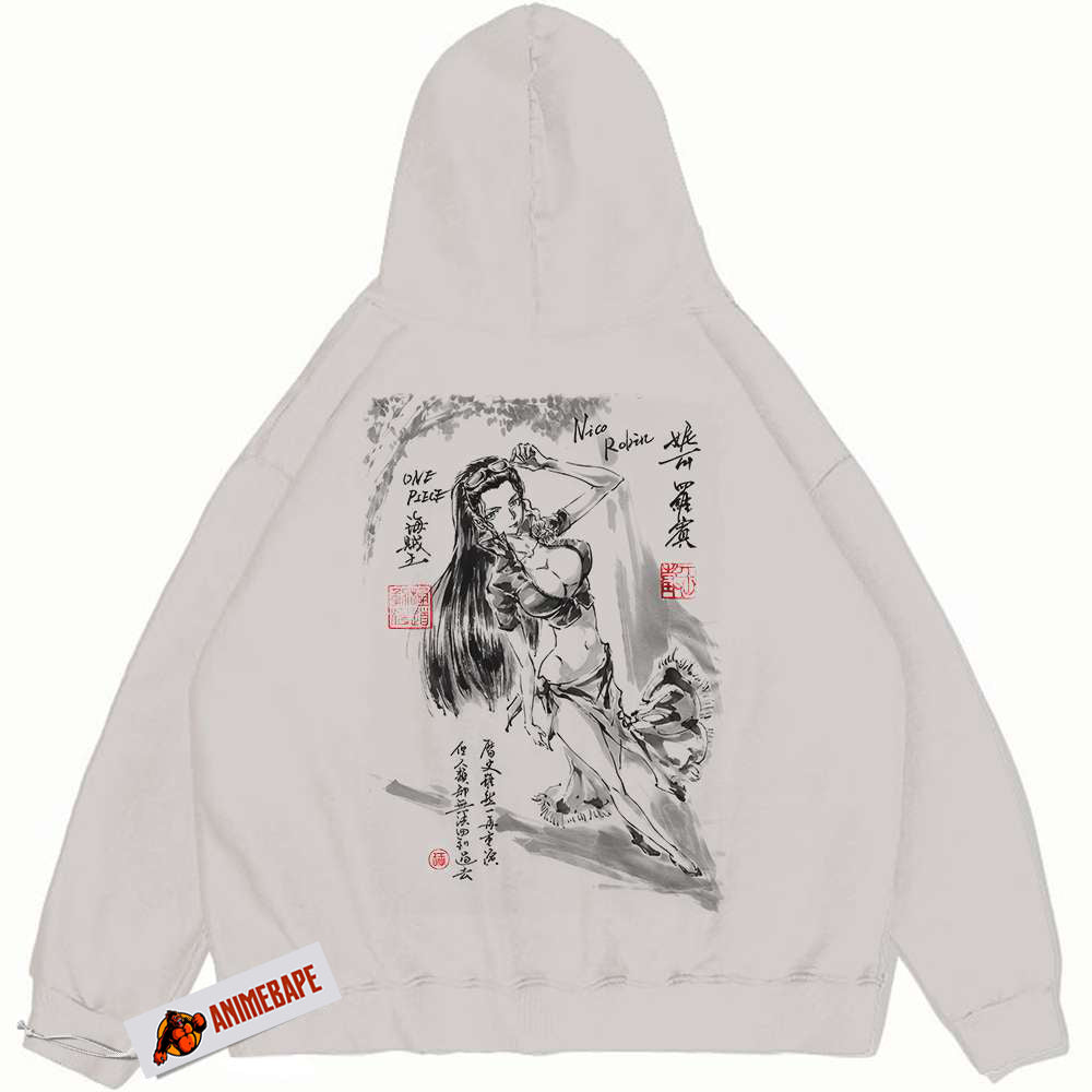 One Piece Nico Robin Vintage Hoodie for Anime Fans