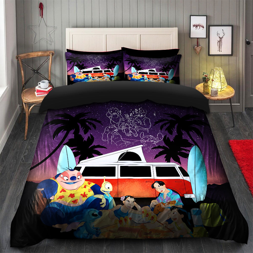 Lilo Stitch Night Camping Bedding Set with Duvet Cover & 2 Pillowcases