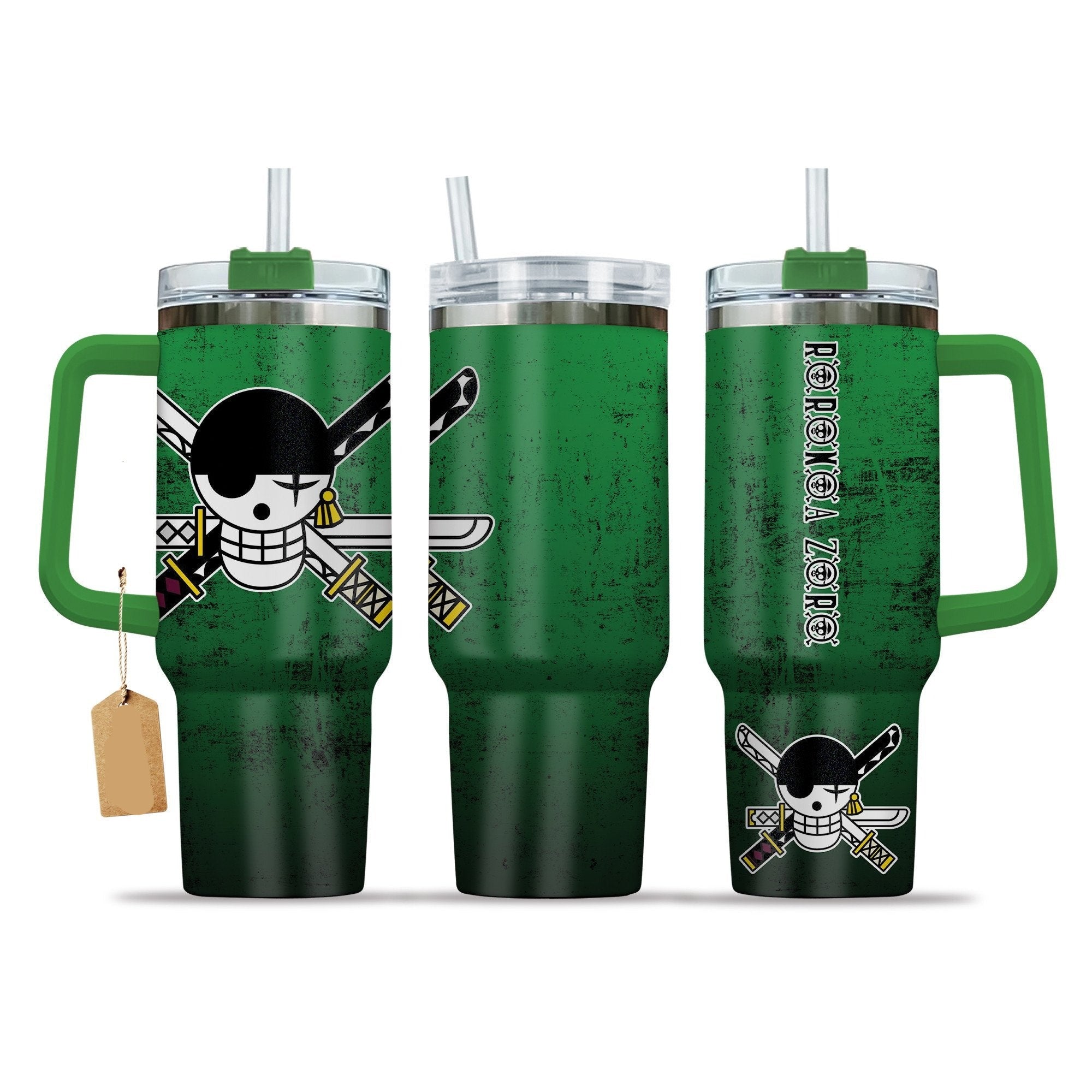 One Piece Roronoa Zoro Jolly Roger Grunge Large Tumbler