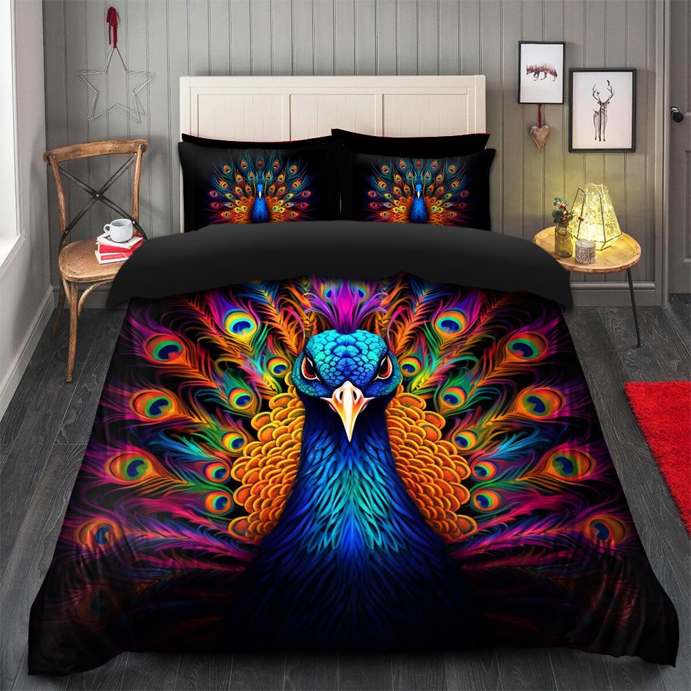 Peacock Duvet Cover Bedding Set with 2 Matching Pillowcases