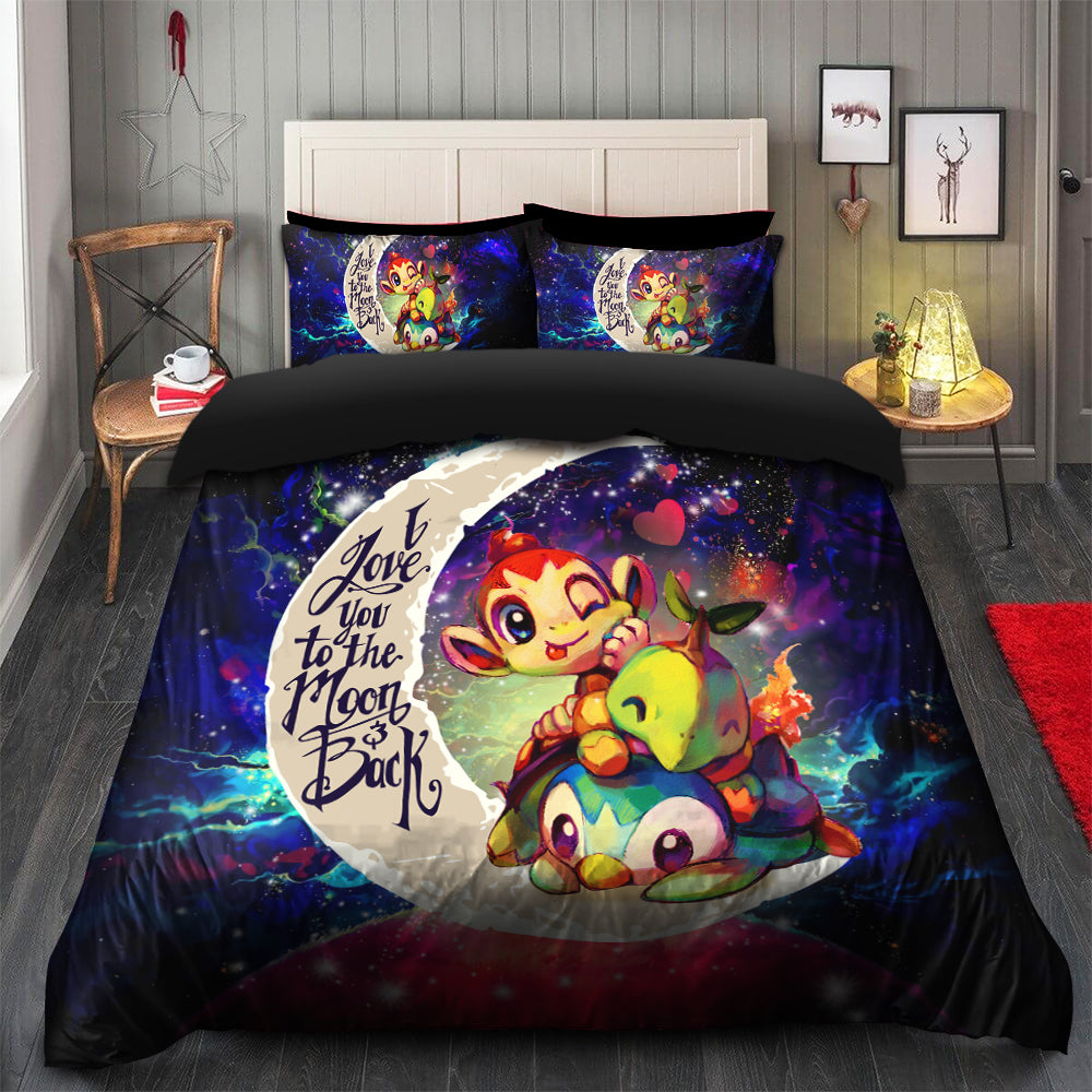 Piplup Turtwig Chimchar Gen 4 Galaxy Bedding Set Duvet Cover & Pillows