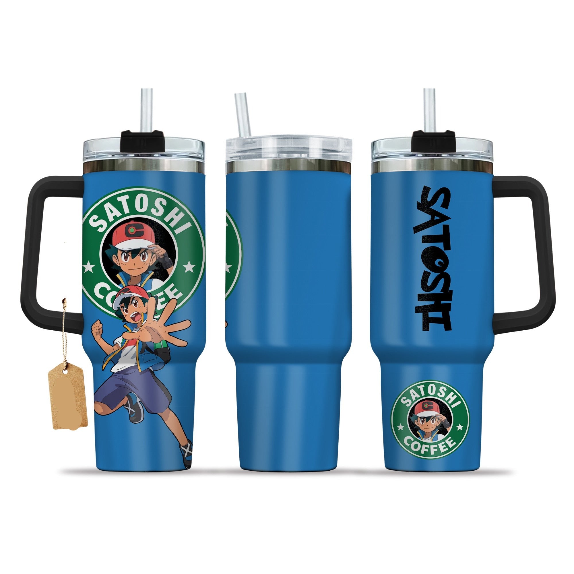 Pokemon Ash Ketchum Satoshi Coffee Large Tumbler