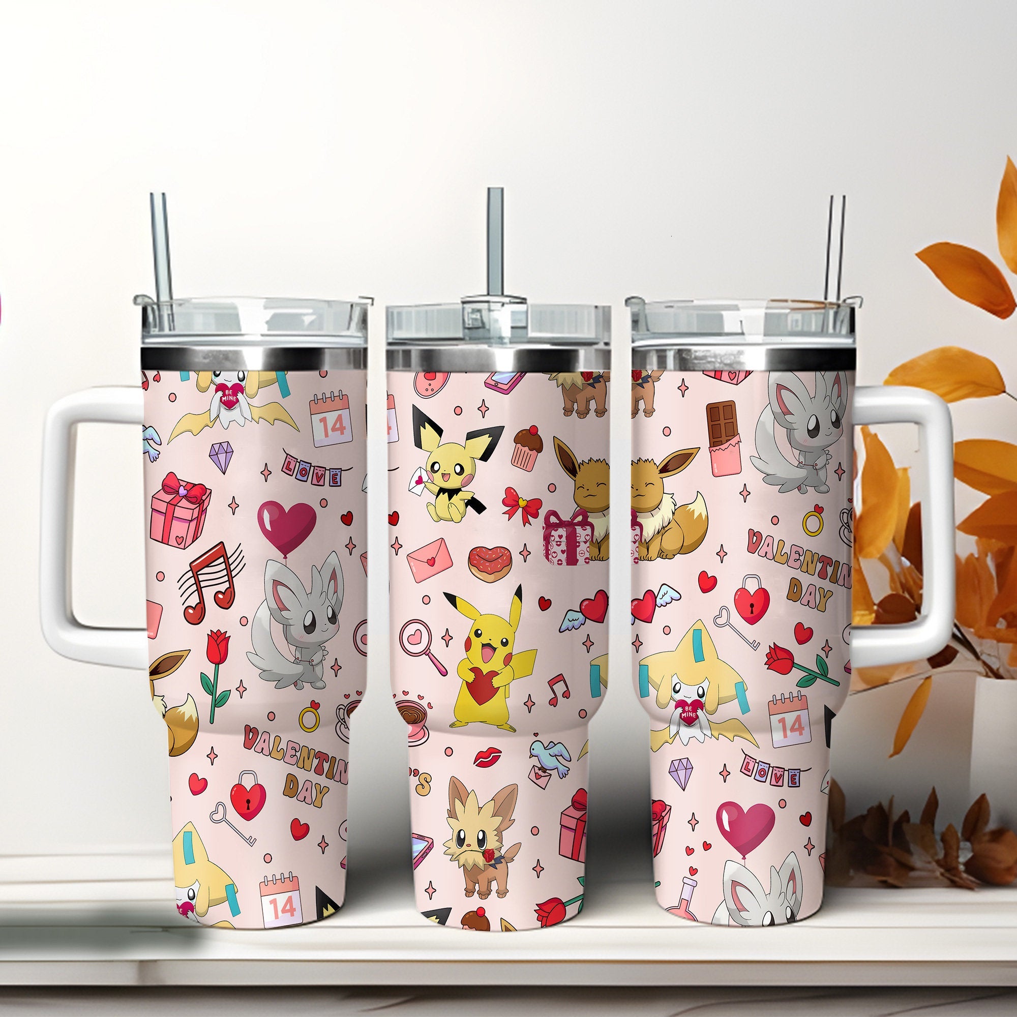 Pokemon Cute Pokemon Valentine Day Large Tumbler