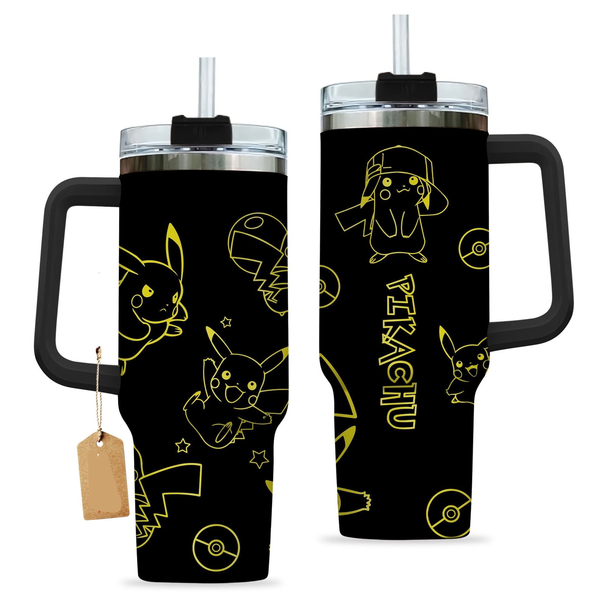 Pokemon Pikachu All Poses Large Tumbler