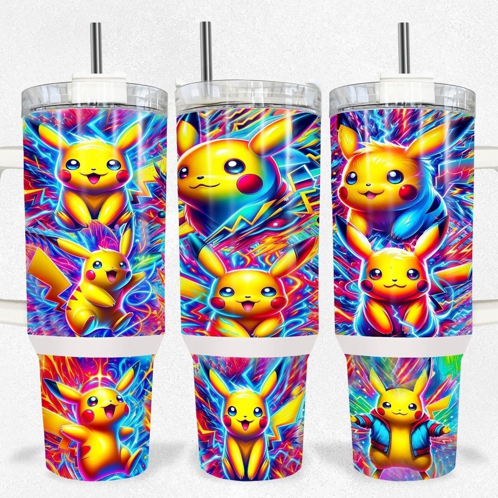 Pokemon Pikachu Cute Poses Large Tumbler