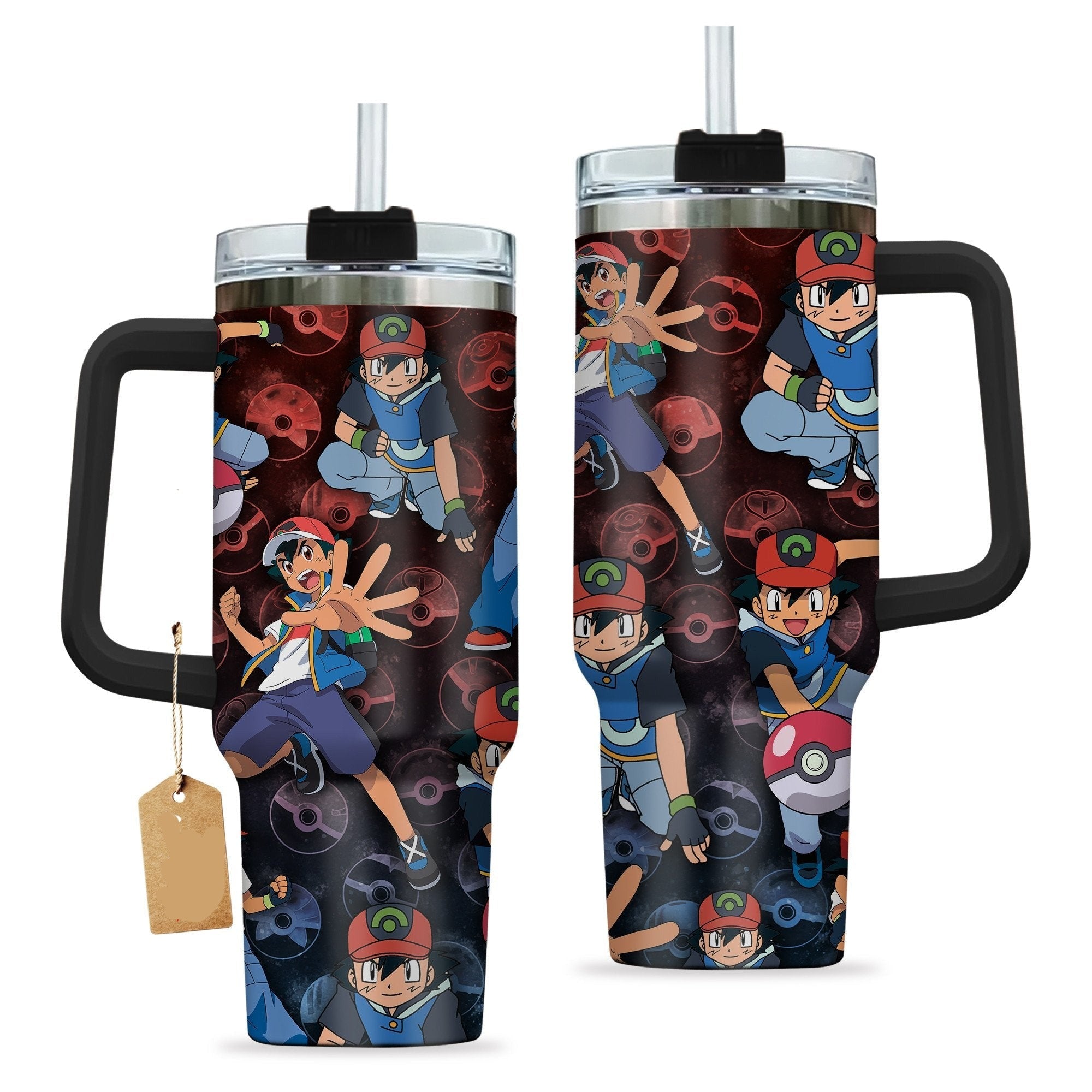 Pokemon Trainer Satoshi Ash Ketchum Pokeball Large Tumbler