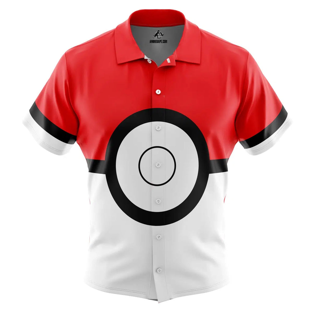 Pokeball Pokemon Button Up Hawaiian Shirt