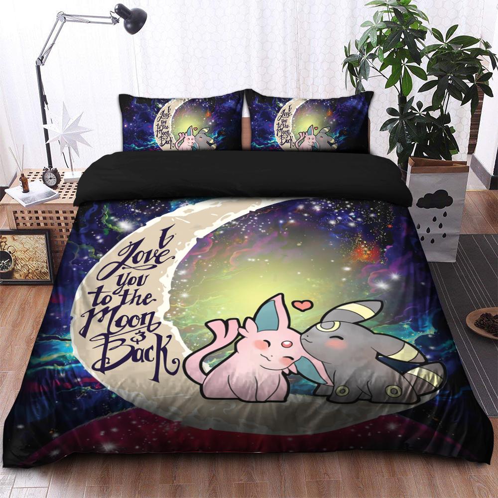 Espeon Umbreon Love You To The Moon Galaxy Bedding Set Duvet Cover