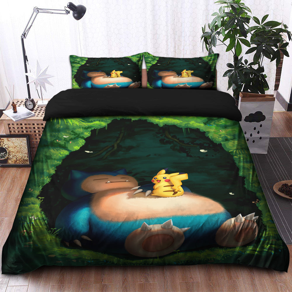 Pokemon Snorlax & Pikachu Illustration Duvet Cover Bedding Set