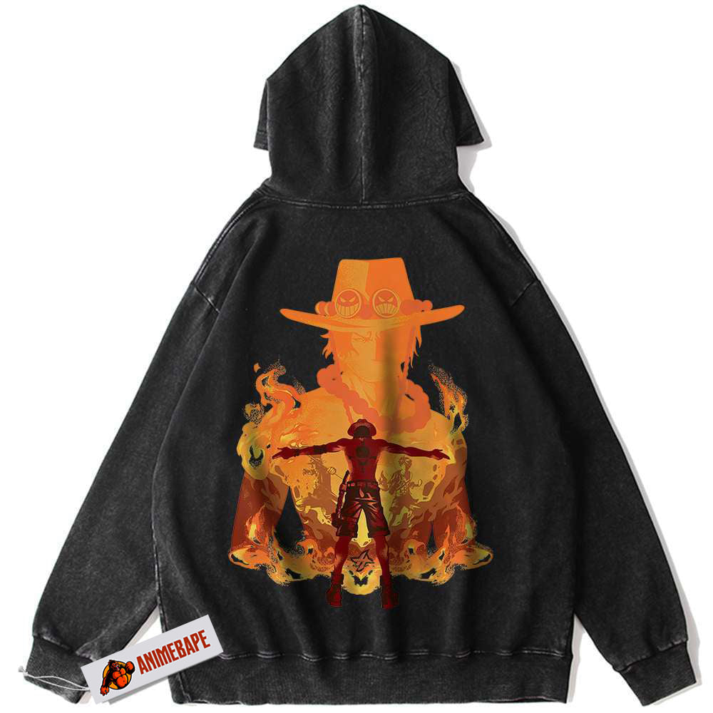 Portgas D Ace Vintage Hoodie, One Piece Anime Hoodie for Fans