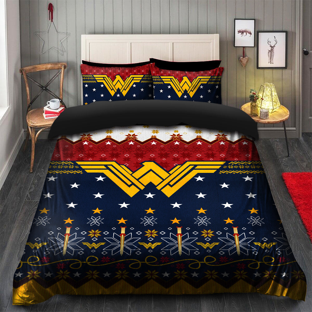 Wonder Woman Christmas Bedding Set with Duvet Cover & 2 Pillowcases