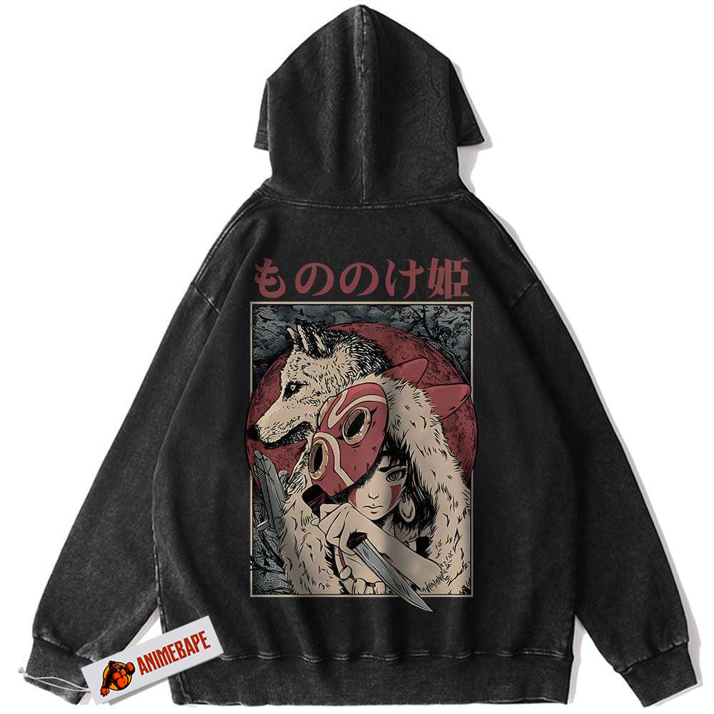 Princess Mononoke Vintage Anime Hoodie, Studio Ghibli Apparel