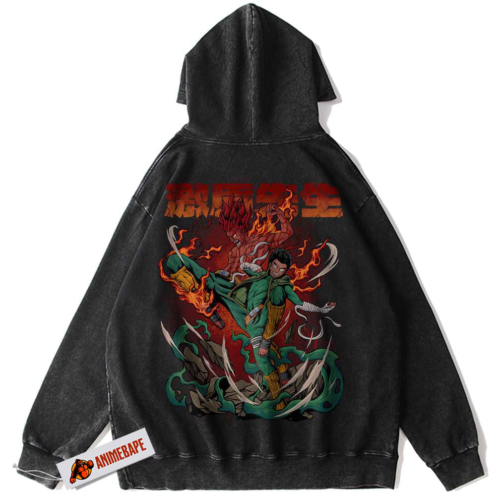 Naruto Rock Lee Might Guy Vintage Hoodie for Anime Fans