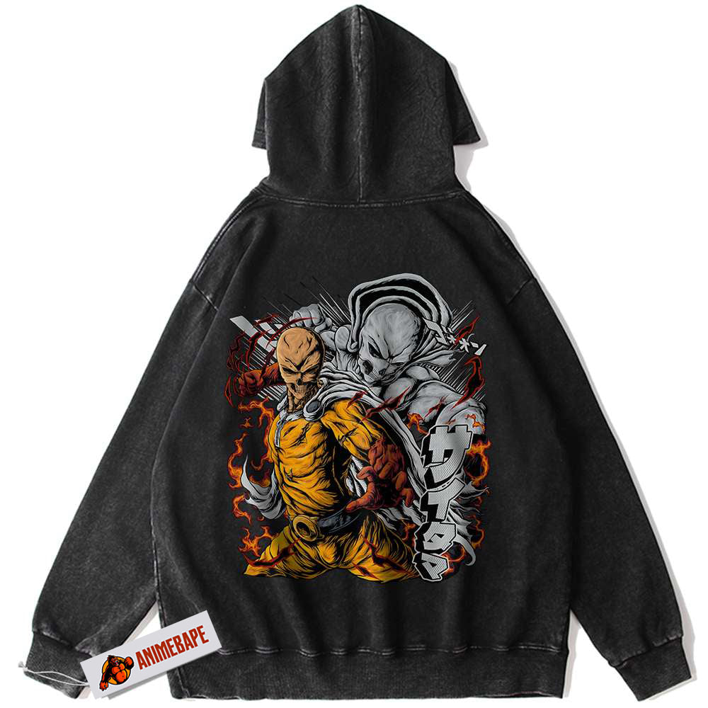 Saitama One Punch Man Hoodie for Men, Vintage Anime Shirt