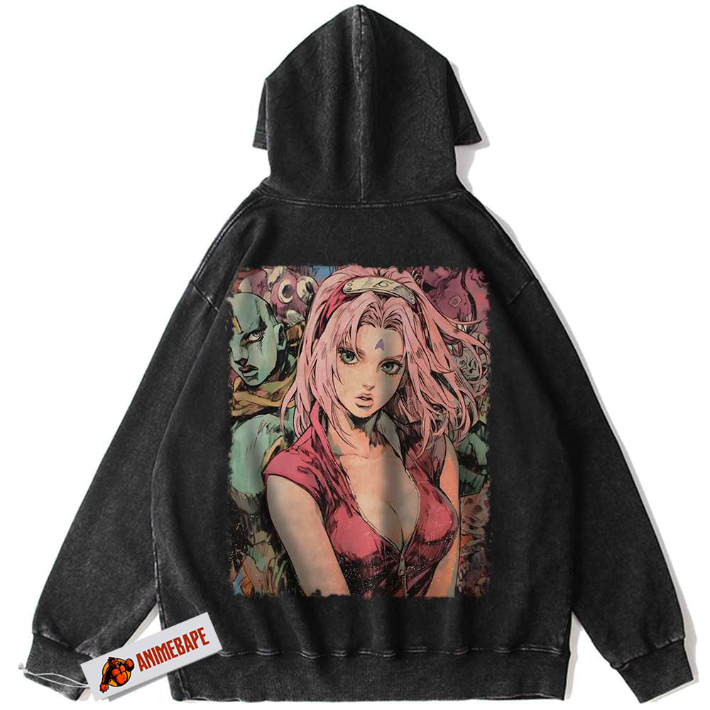 Sakura Haruno Naruto Anime Vintage Hoodie for Fans