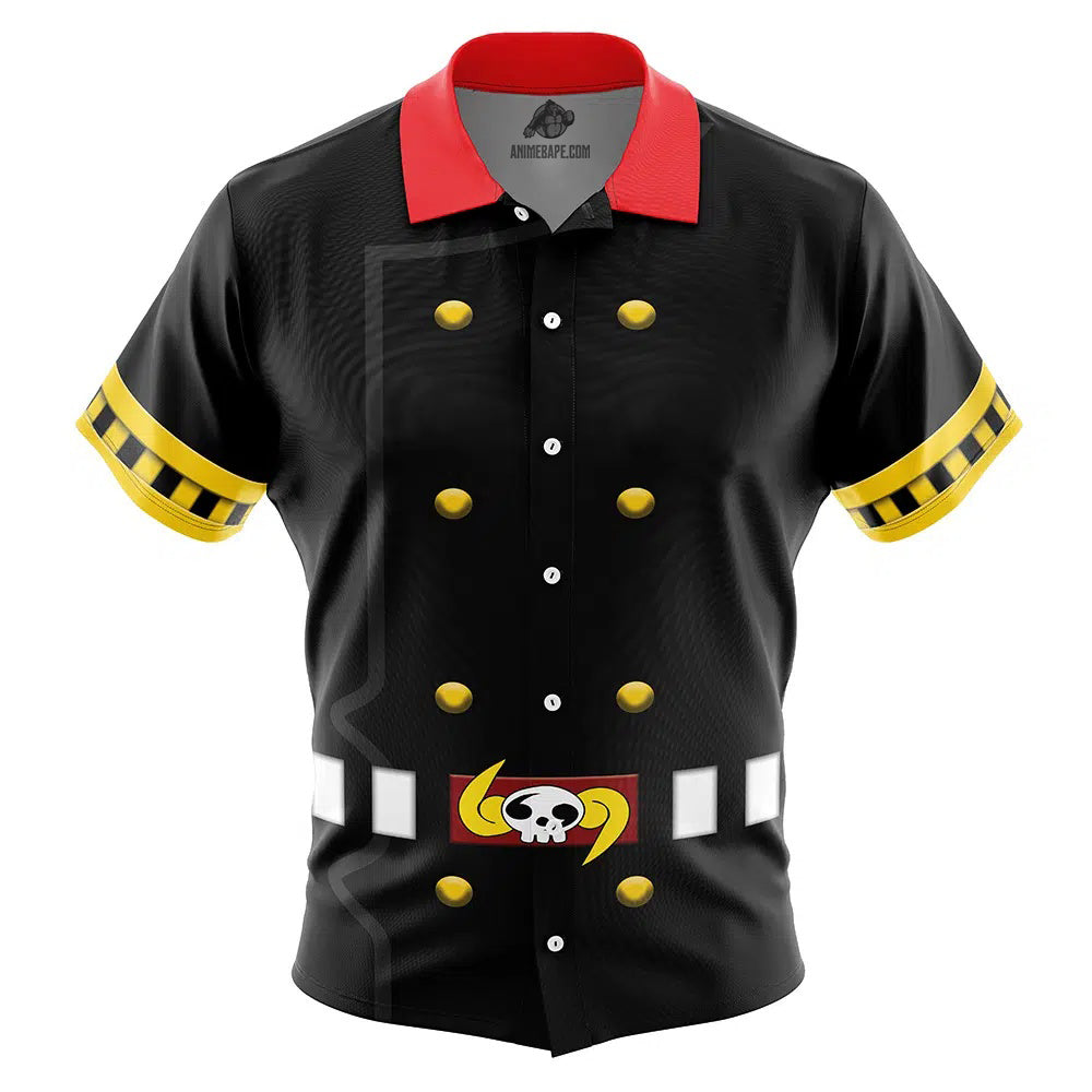 Sanji Germa Stealth Black One Piece Button Up Hawaiian Shirt