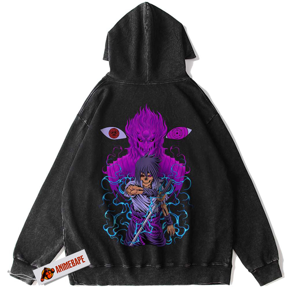 Sasuke Uchiha Vintage Hoodie, Naruto Anime Hooded Sweatshirt