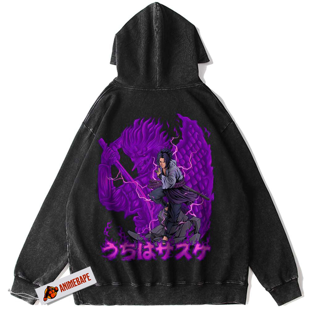 Sasuke Uchiha Hoodie, Vintage Anime Hoodie for Naruto Fans