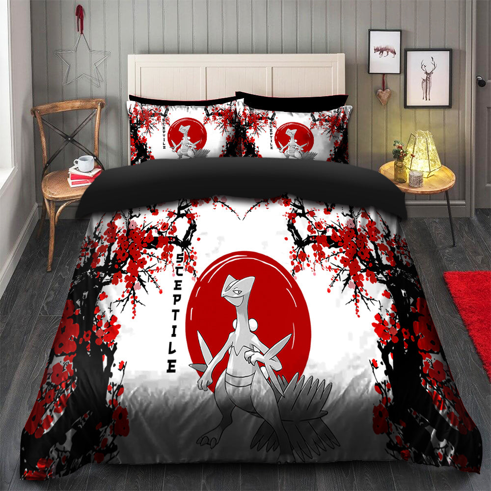 Sceptile Pokemon Bedding Set with Duvet Cover and 2 Pillowcases