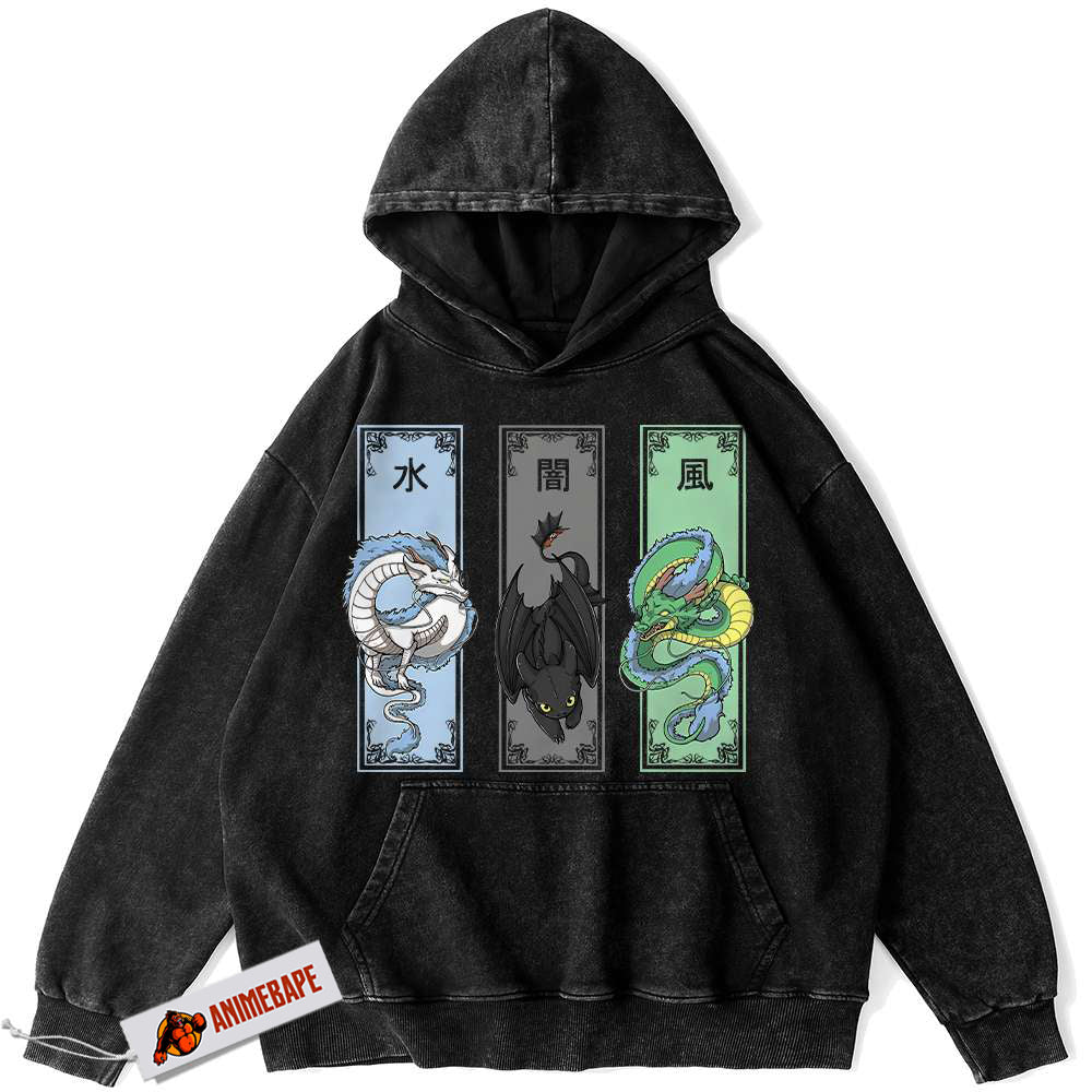 Dragon Anime Hoodie, Vintage Shenron, Haku, Toothless Designs
