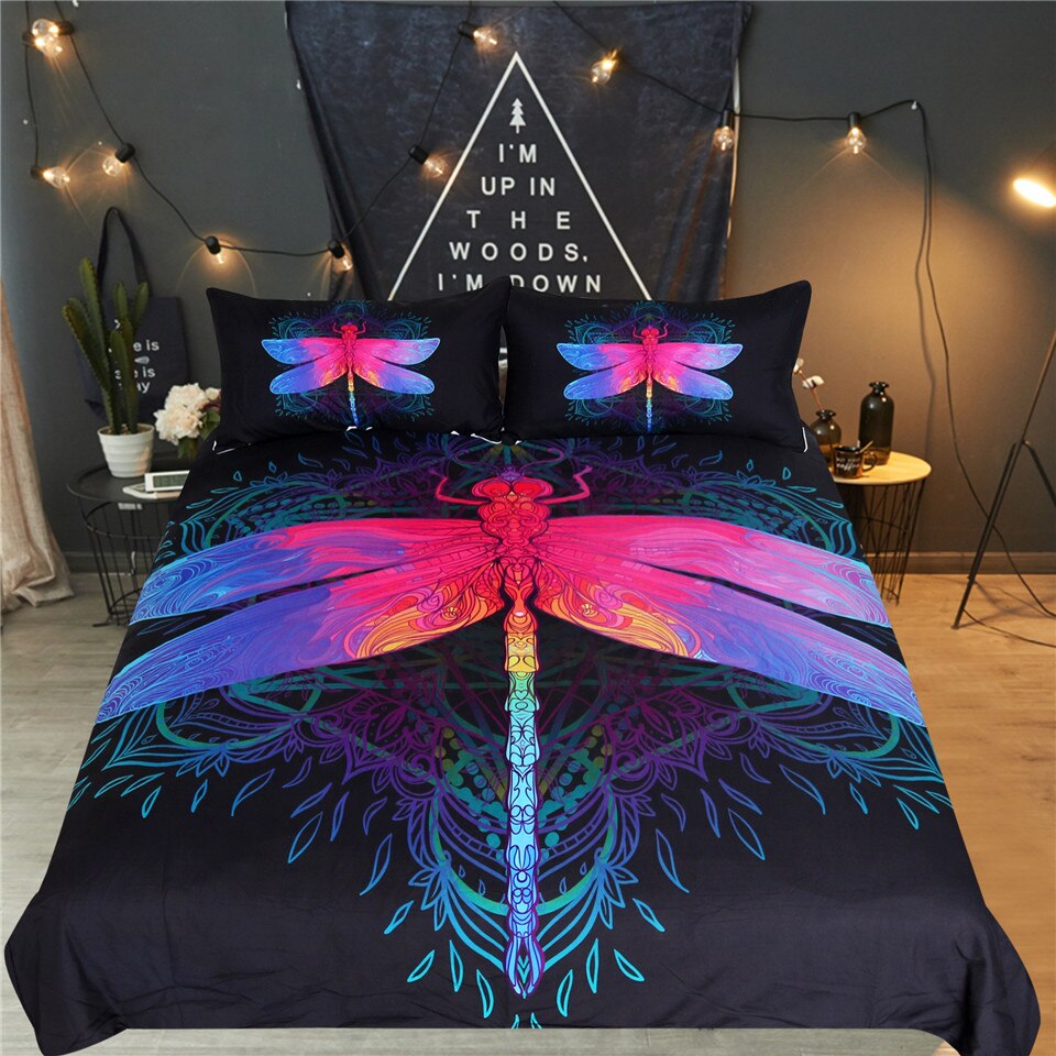 Dragonfly Art Duvet Cover Bedding Set with 2 Pillowcases