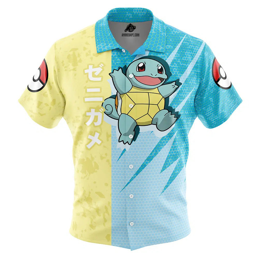 Squirtle Attack Pokemon Button Up Hawaiian Shirt