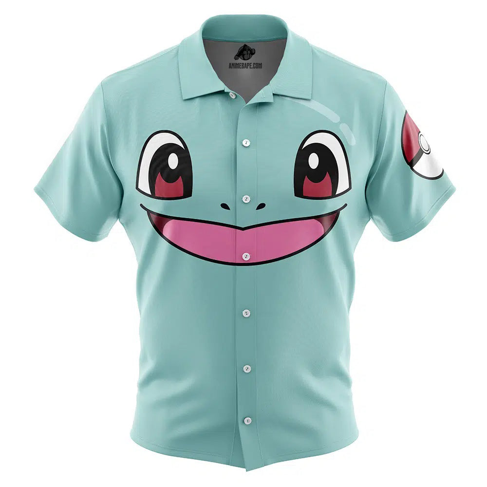 Squirtle Face Pokemon Button Up Hawaiian Shirt